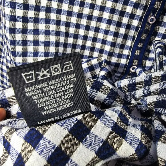 Robert Graham Button Up Shirt Men's Size L Blue Plaid Stained Glass Flip Cuff - Picture 8 of 13